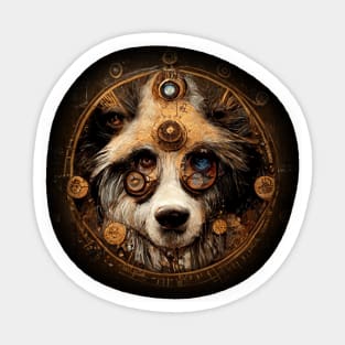 Australian Sheperd Surreal Steampunk Artwork, Dog Lover Sticker